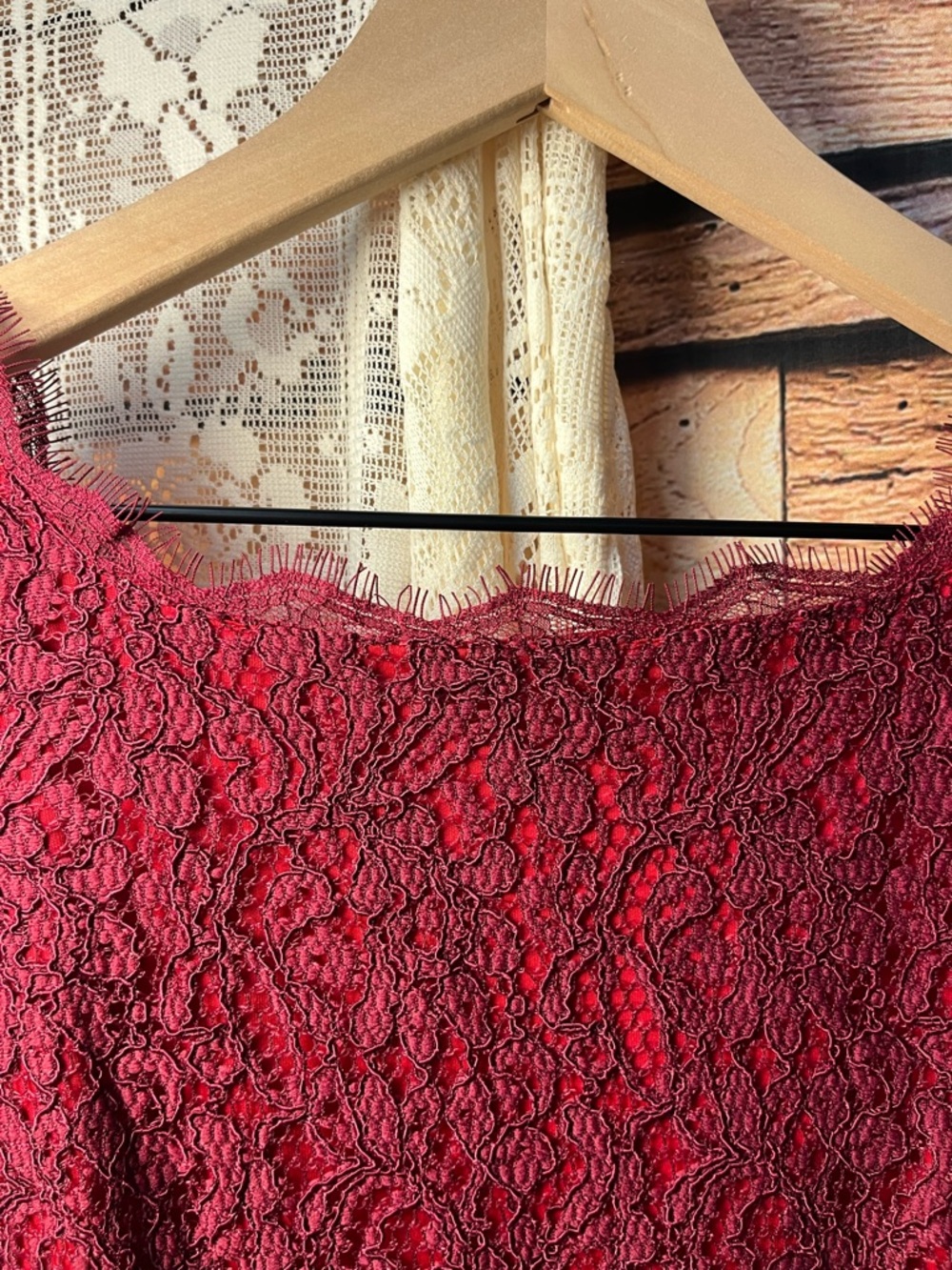 Adrianna Papell Red Lace Mini Dress (rack) - Picture 3 of 7